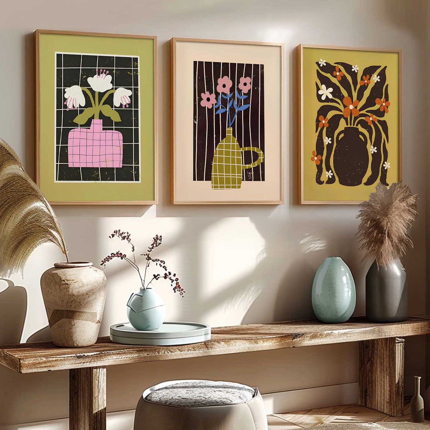 Boho Art Home Decoration Painting | Aesthetic Paintings With Frame For Living Room Bed Room Hotel Wall Decor Digital Reprint