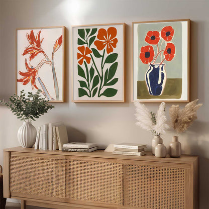 Aesthetic Boho Floral Art Home Decoration Painting | Floral Paintings With Frame For Living Room Bed Room Hotel Wall Decor Digital Reprint