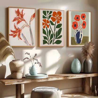 Aesthetic Boho Floral Art Home Decoration Painting | Floral Paintings With Frame For Living Room Bed Room Hotel Wall Decor Digital Reprint