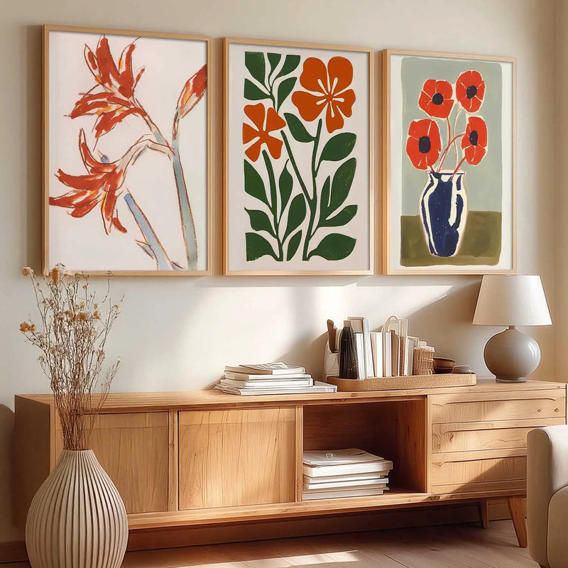 Floral Framed Wall Art Prints | Set of 3 | Home Decor