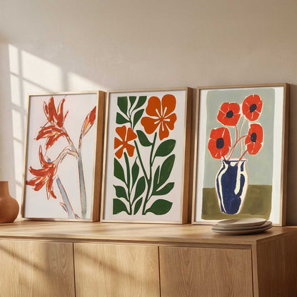 Aesthetic Boho Floral Art Home Decoration Painting | Floral Paintings With Frame For Living Room Bed Room Hotel Wall Decor Digital Reprint