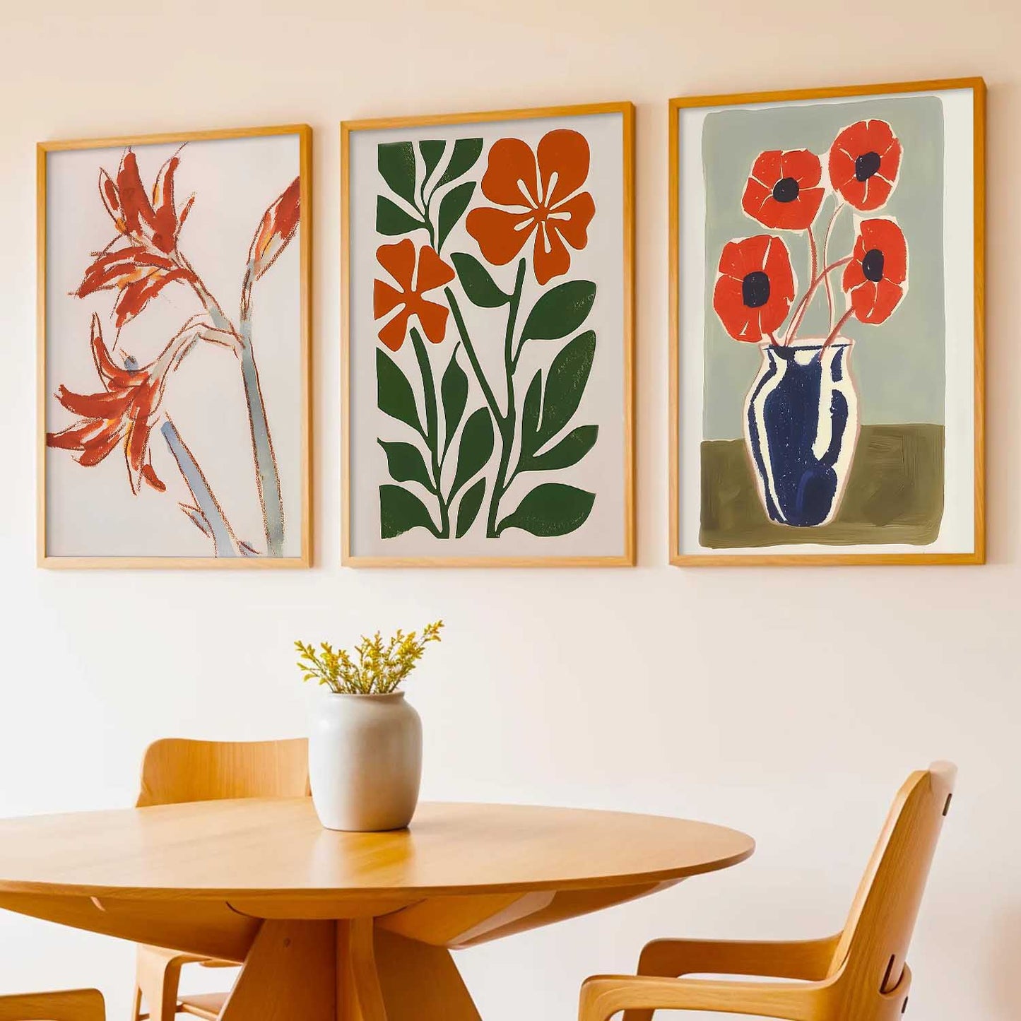 Aesthetic Boho Floral Art Home Decoration Painting | Floral Paintings With Frame For Living Room Bed Room Hotel Wall Decor Digital Reprint