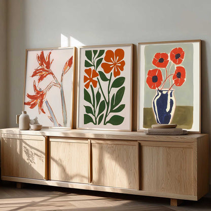 Aesthetic Boho Floral Art Home Decoration Painting | Floral Paintings With Frame For Living Room Bed Room Hotel Wall Decor Digital Reprint