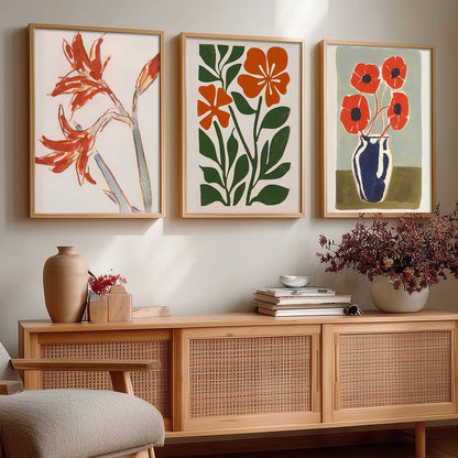 Aesthetic Boho Floral Art Home Decoration Painting | Floral Paintings With Frame For Living Room Bed Room Hotel Wall Decor Digital Reprint