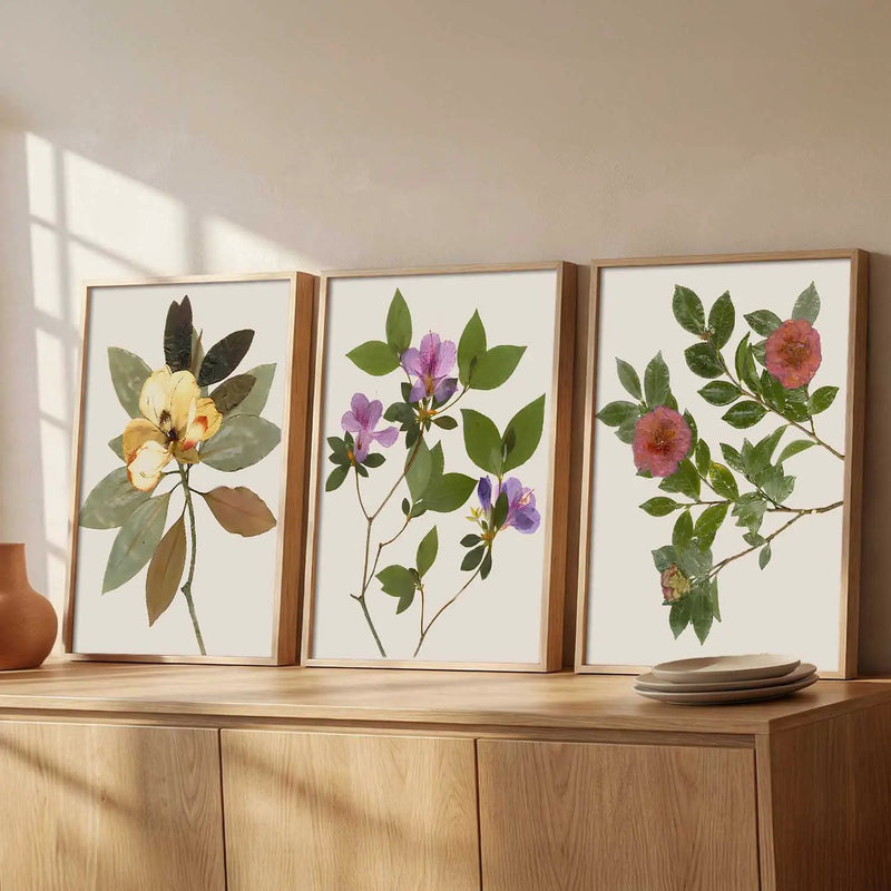 Floral Framed Wall Art Prints | Set of 3 | Home Decor
