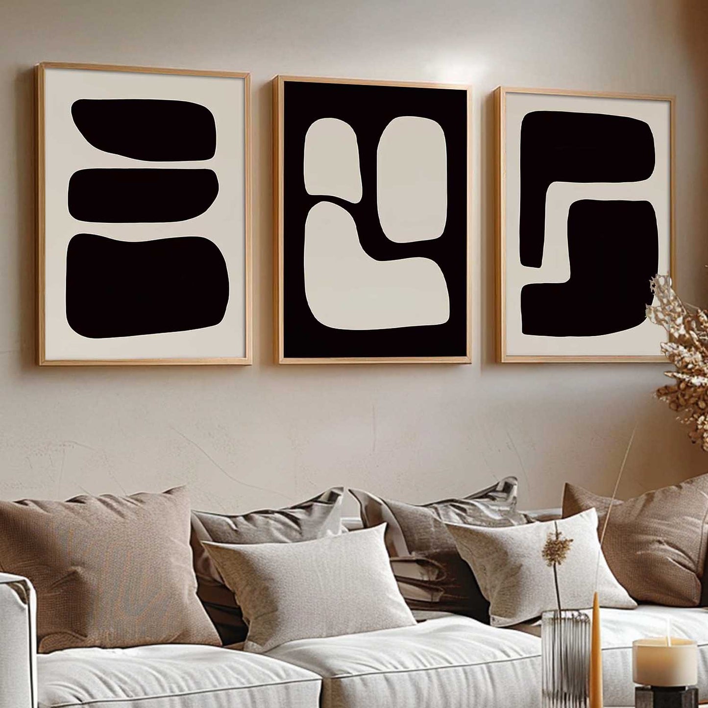 Home Decor Boho Painting Decorative Wall Art | Aesthetic Poster With Frame For Living Room Bed Room Hotel Wall Decor Digital Reprint