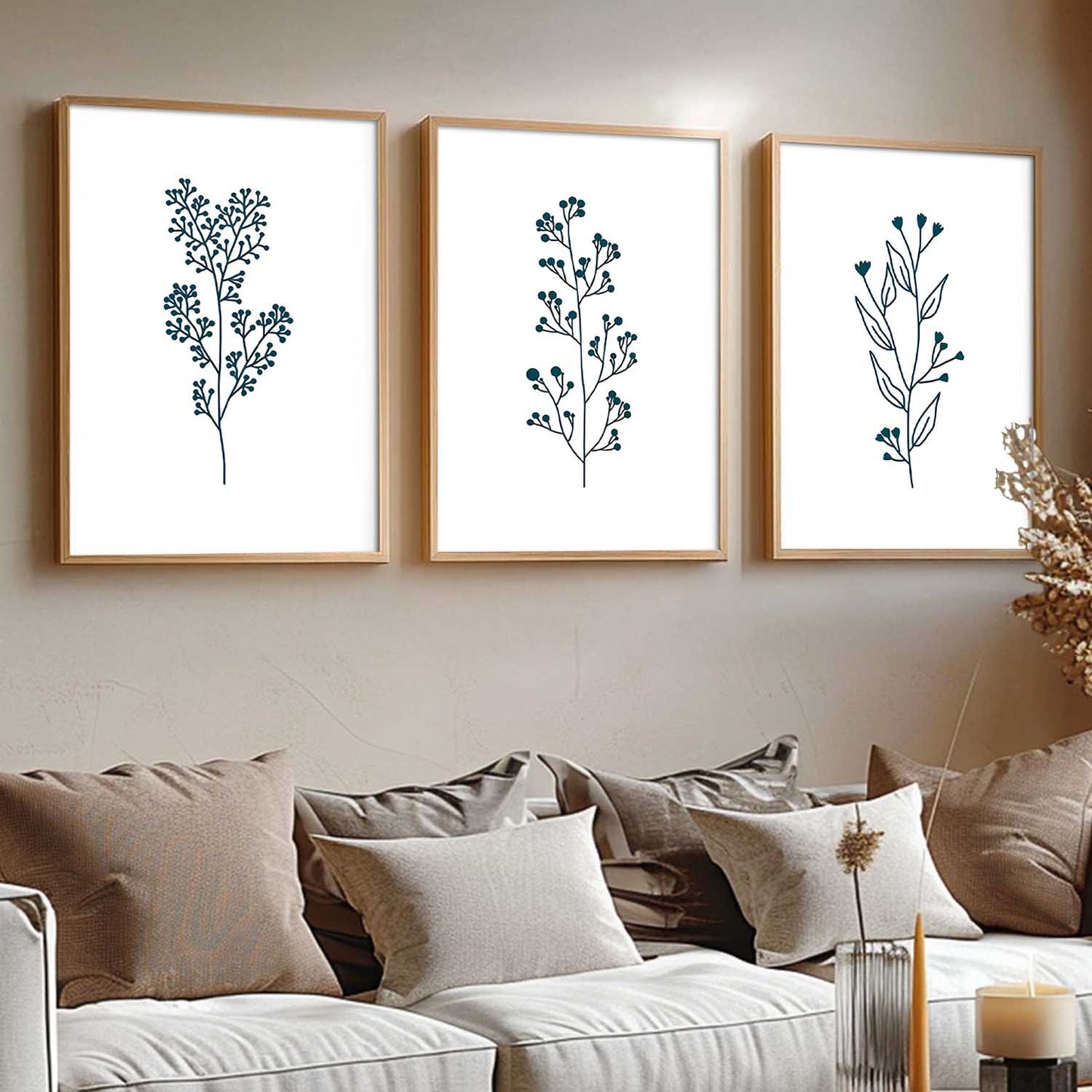 Botanical Art Home Decoration Painting | Floral Aesthetic Paintings With Frame For Living Room Bed Room Hotel Wall Decor Digital Reprint