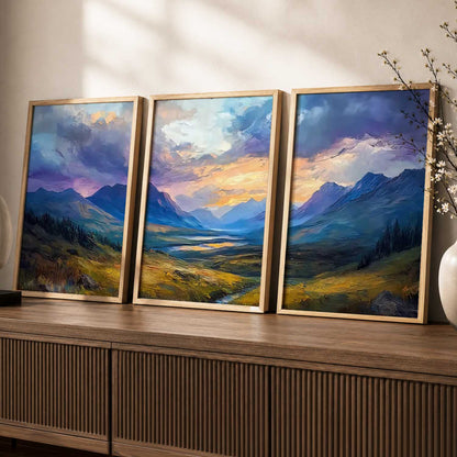 Mountain View Framed Wall Art Prints | Set of 3 | Home Decor