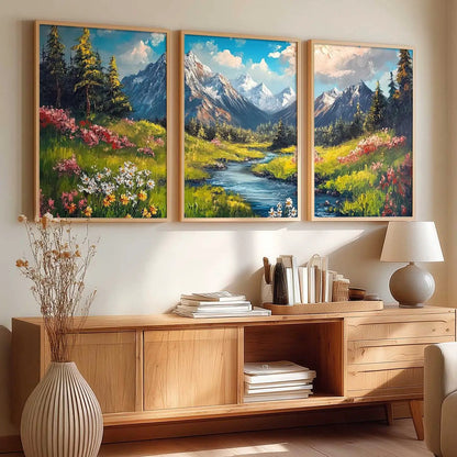 Mountain View Framed Wall Art Prints | Set of 3 | Home Decor