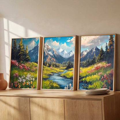 Mountain View Framed Wall Art Prints | Set of 3 | Home Decor