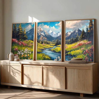 Mountain View Framed Wall Art Prints | Set of 3 | Home Decor