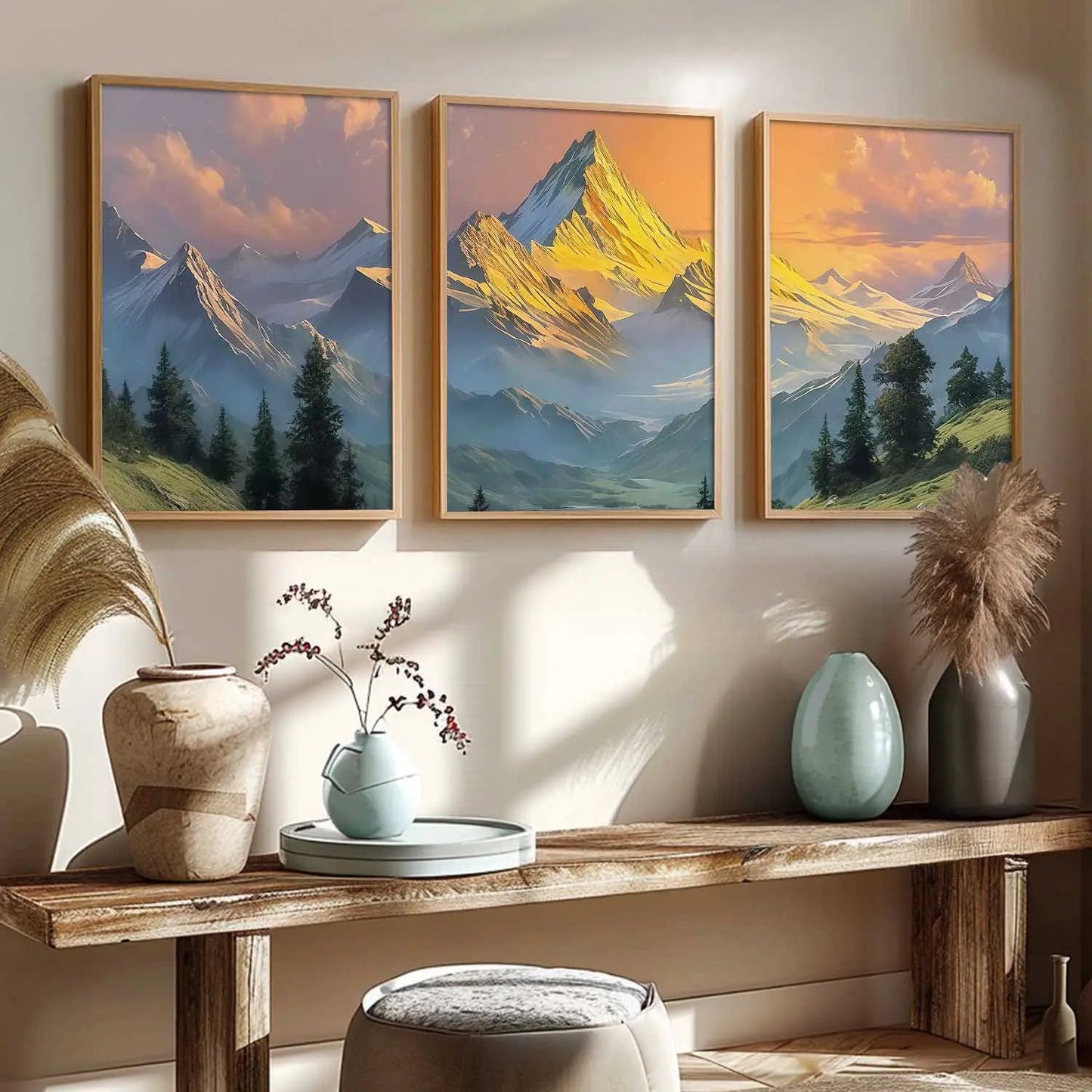 Mountain View Framed Wall Art Prints | Set of 3 | Home Decor