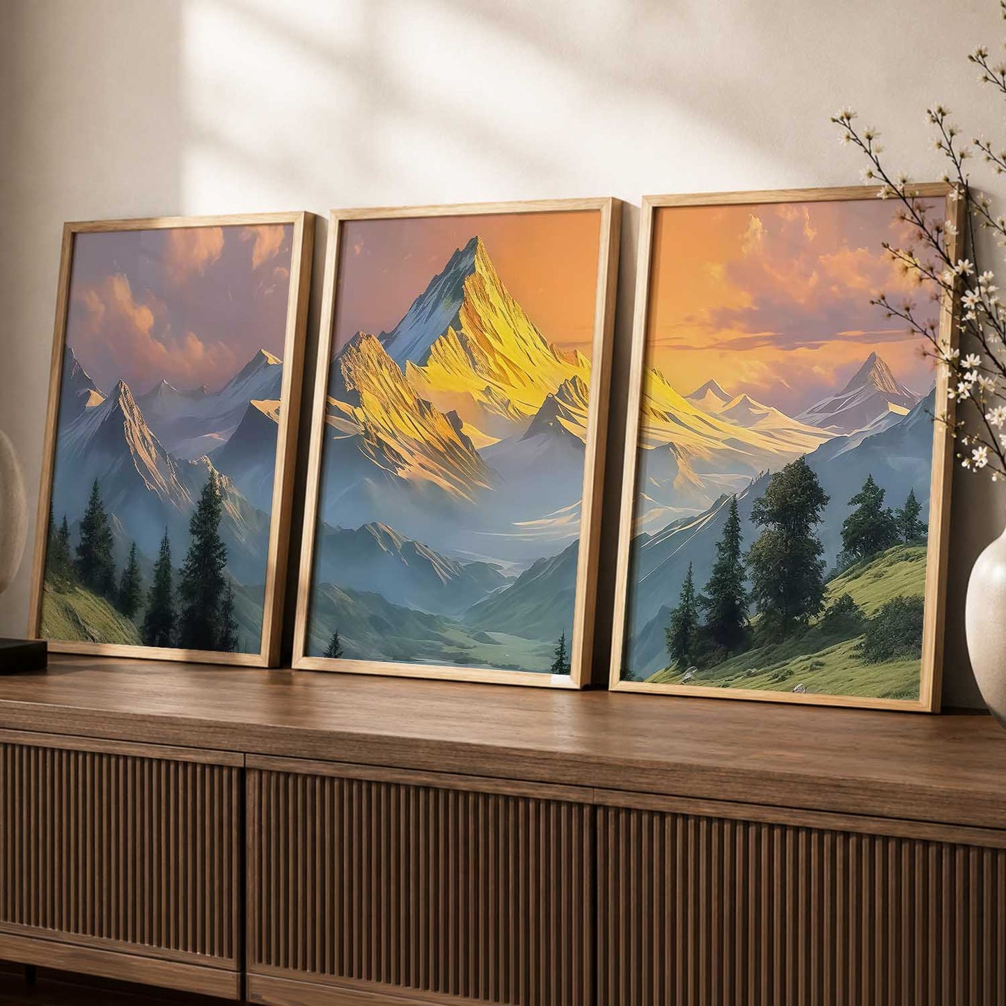 Mountain View Framed Wall Art Prints | Set of 3 | Home Decor