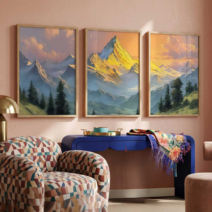 Mountain View Framed Wall Art Prints | Set of 3 | Home Decor