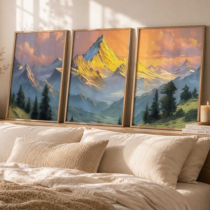 Mountain View Framed Wall Art Prints | Set of 3 | Home Decor
