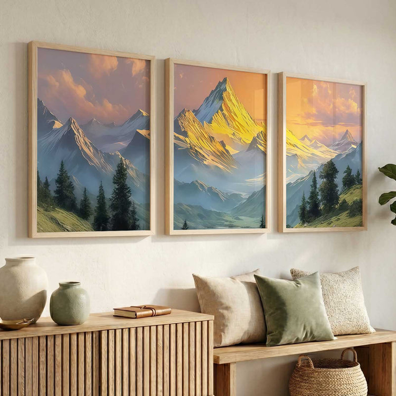 Mountain View Framed Wall Art Prints | Set of 3 | Home Decor