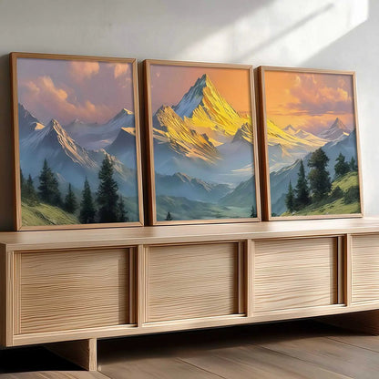 Mountain View Framed Wall Art Prints | Set of 3 | Home Decor
