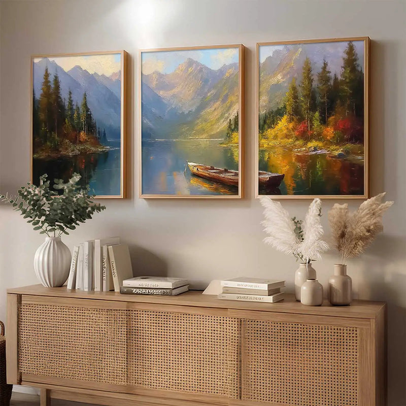 Lake View Framed Wall Art Prints | Set of 3 | Home Decor