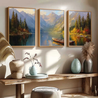 Lake View Framed Wall Art Prints | Set of 3 | Home Decor