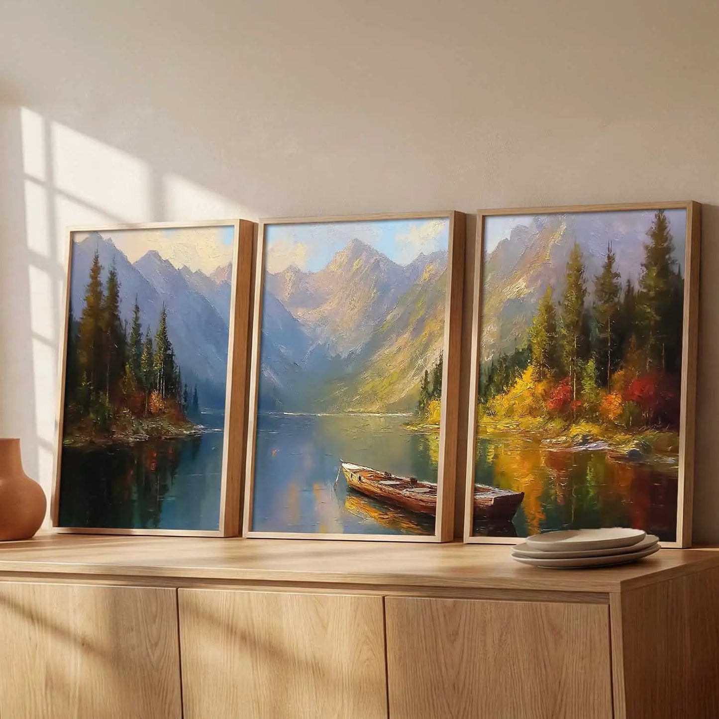 Lake View Framed Wall Art Prints | Set of 3 | Home Decor