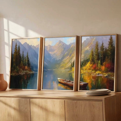 Lake View Framed Wall Art Prints | Set of 3 | Home Decor
