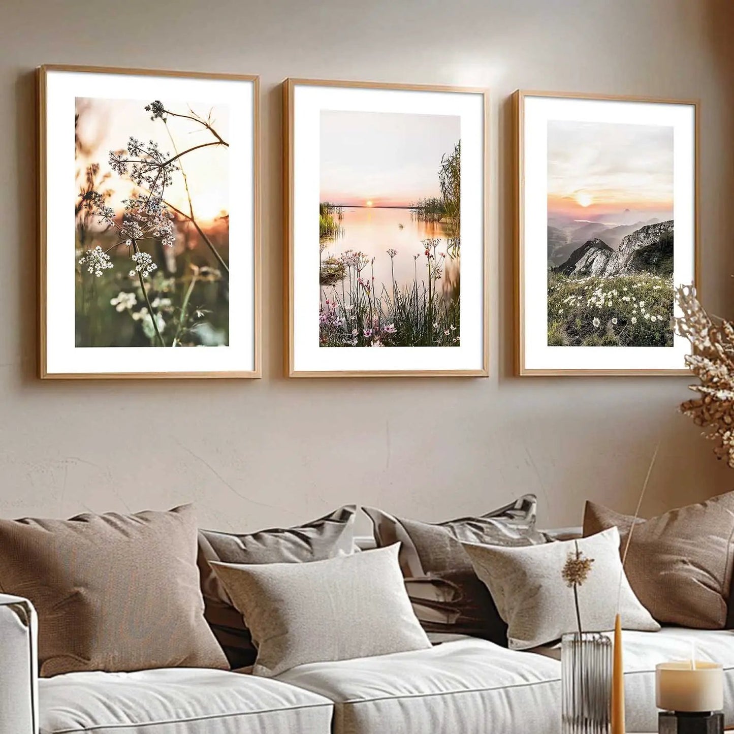 Floral Framed Wall Art Prints | Set of 3 | Home Decor