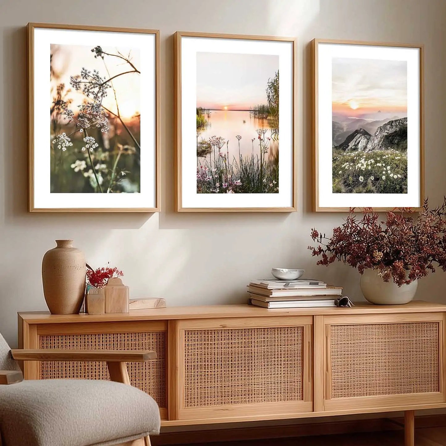 Floral Framed Wall Art Prints | Set of 3 | Home Decor