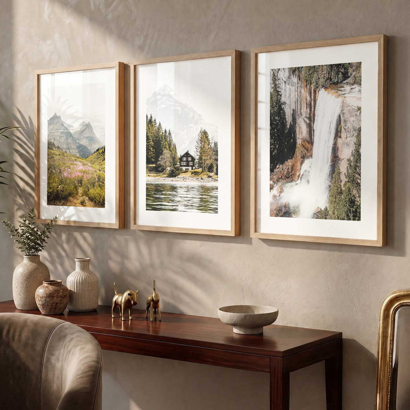 Mountain View Framed Wall Art Prints | Set of 3 | Home Decor