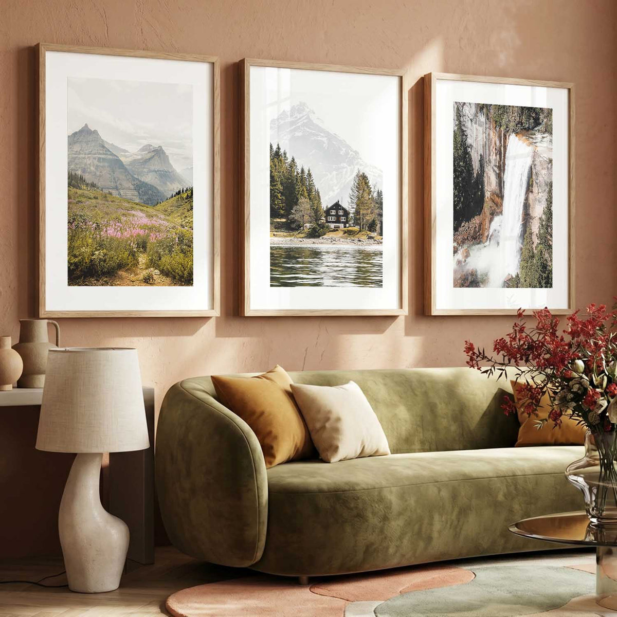 Mountain View Framed Wall Art Prints | Set of 3 | Home Decor