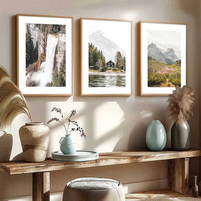 Mountain View Framed Wall Art Prints | Set of 3 | Home Decor