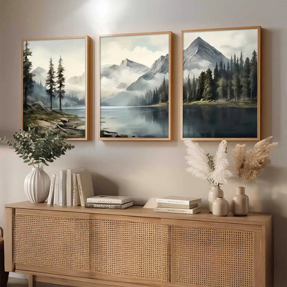 Mountain View Framed Wall Art Prints | Set of 3 | Home Decor