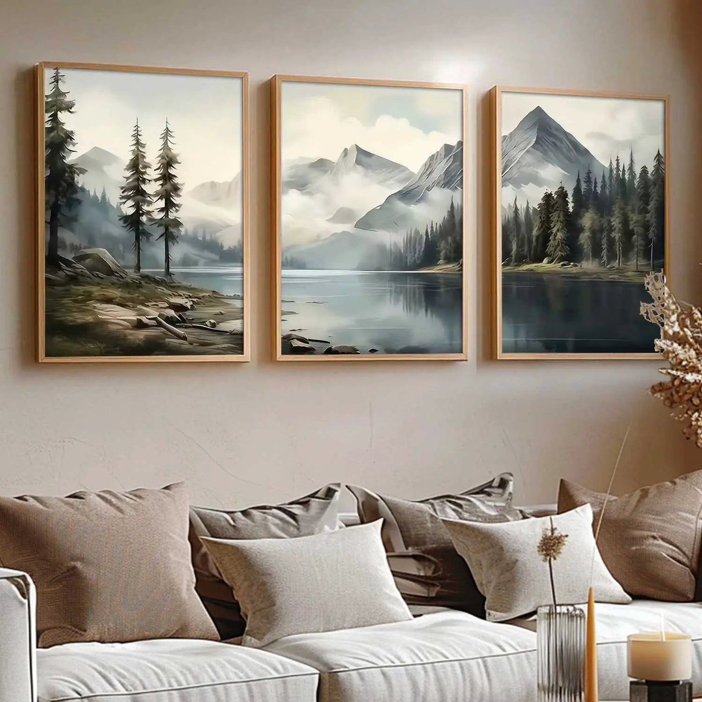 Mountain View Framed Wall Art Prints | Set of 3 | Home Decor