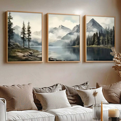 Mountain View Framed Wall Art Prints | Set of 3 | Home Decor
