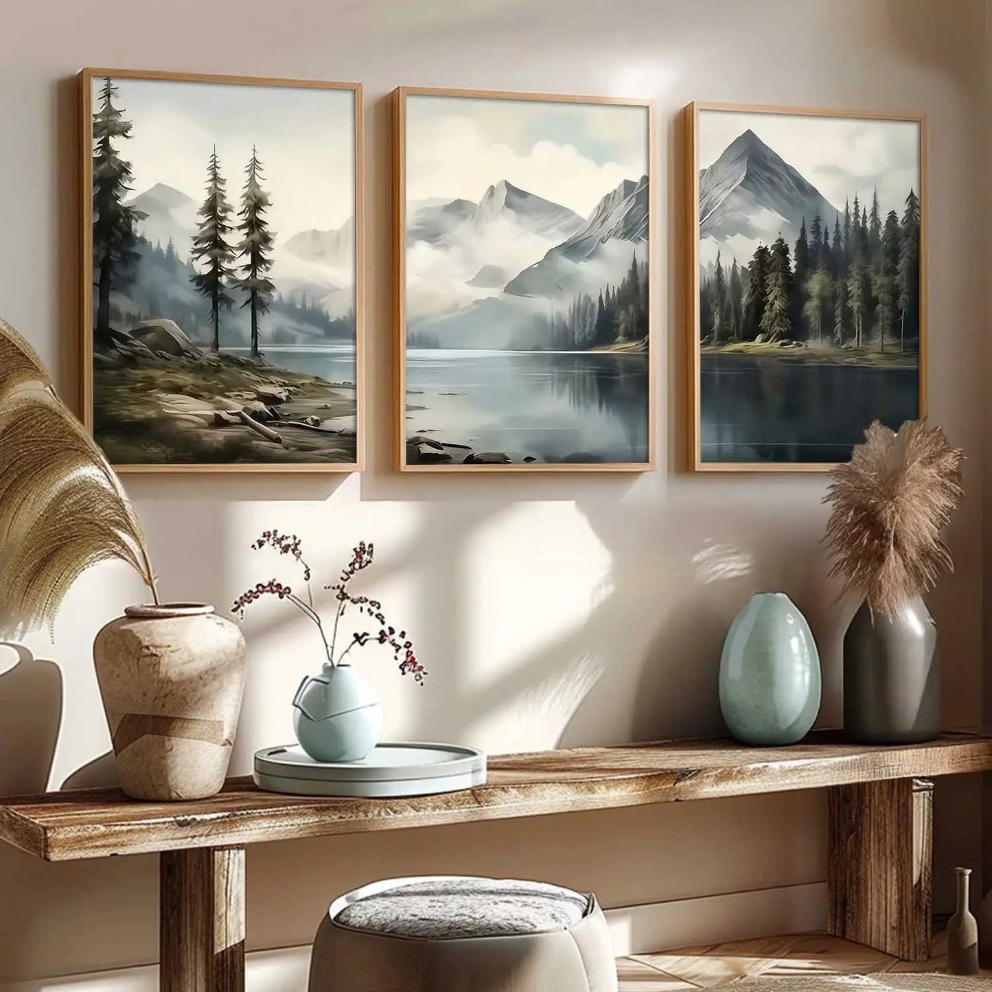 Mountain View Framed Wall Art Prints | Set of 3 | Home Decor