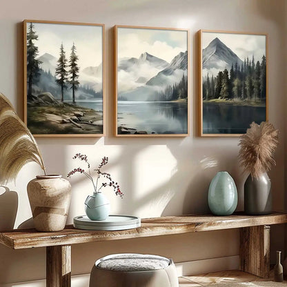 Mountain View Framed Wall Art Prints | Set of 3 | Home Decor