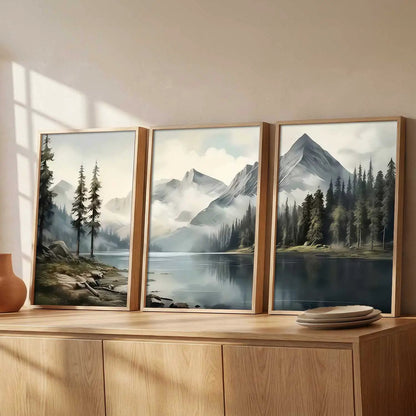Mountain View Framed Wall Art Prints | Set of 3 | Home Decor