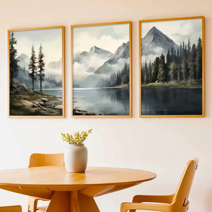 Mountain View Framed Wall Art Prints | Set of 3 | Home Decor