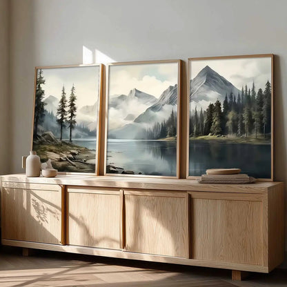 Mountain View Framed Wall Art Prints | Set of 3 | Home Decor
