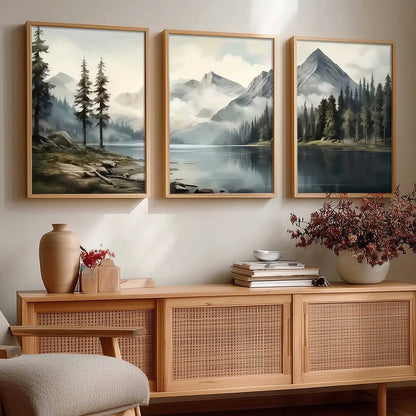 Mountain View Framed Wall Art Prints | Set of 3 | Home Decor