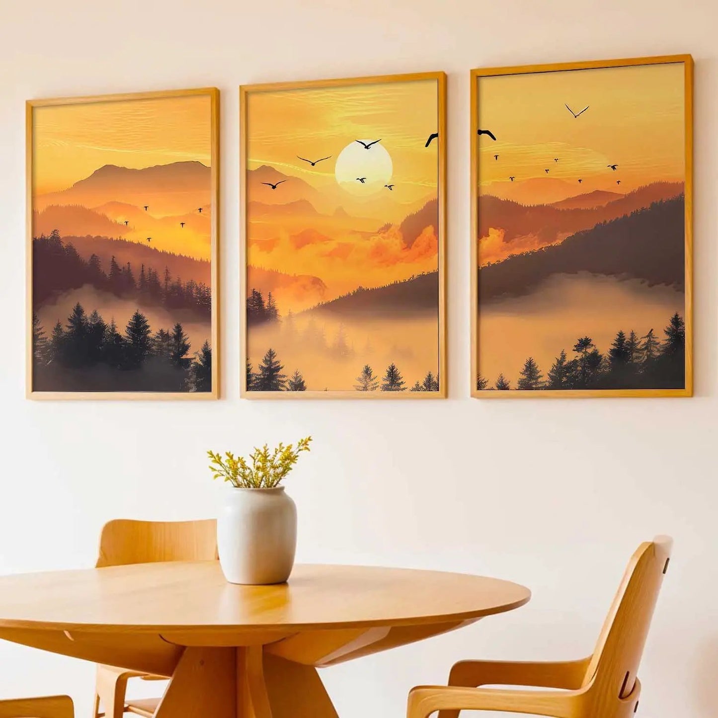 Big Aesthetic Sunset View Wall Art Paintings | Mountains Landscape Framed Painting | Vastu Frames for Living Room Bedroom Wall Decor