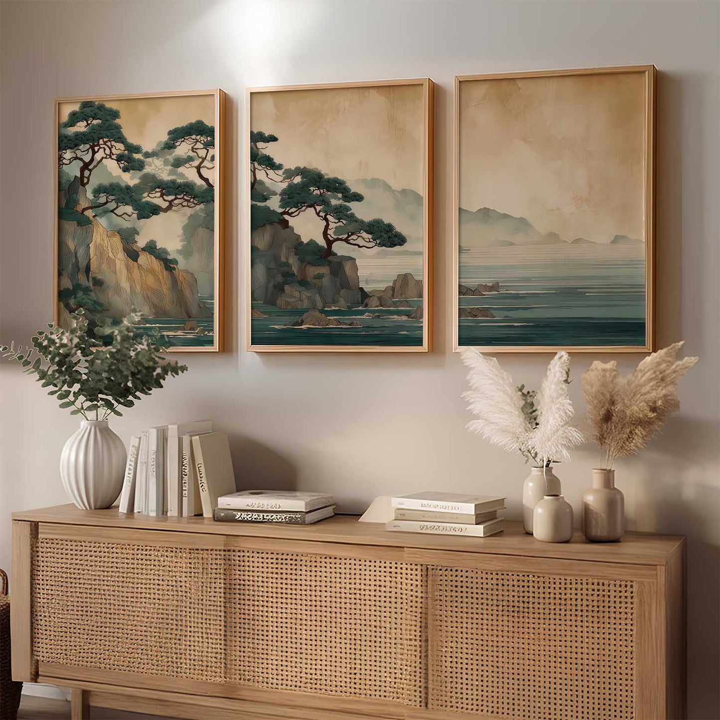 Big Aesthetic Nature Art Wall Framed Posters | Japanese Nature View Framed Poster for Living Room Bedroom Wall Decor