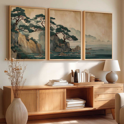 Big Aesthetic Nature Art Wall Framed Posters | Japanese Nature View Framed Poster for Living Room Bedroom Wall Decor