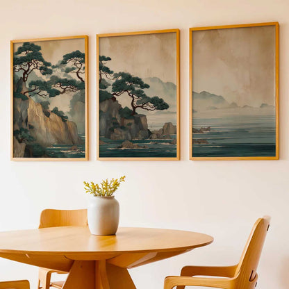 Big Aesthetic Nature Art Wall Framed Posters | Japanese Nature View Framed Poster for Living Room Bedroom Wall Decor