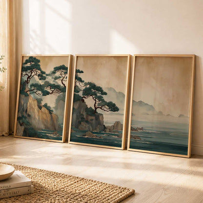 Big Aesthetic Nature Art Wall Framed Posters | Japanese Nature View Framed Poster for Living Room Bedroom Wall Decor