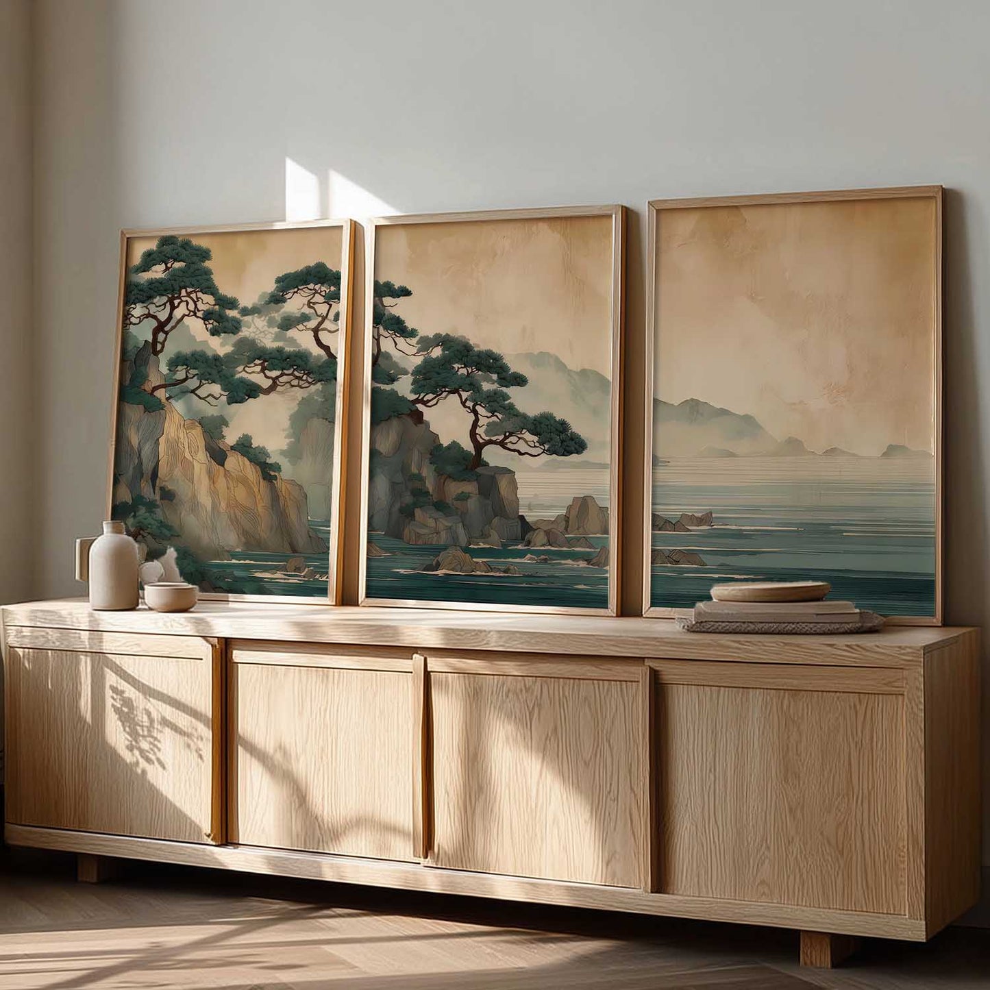 Big Aesthetic Nature Art Wall Framed Posters | Japanese Nature View Framed Poster for Living Room Bedroom Wall Decor