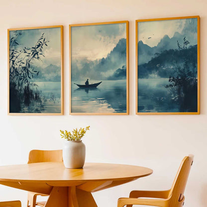 Big Aesthetic Nature Art Wall Framed Posters | Japanese Nature View Framed Poster for Living Room Bedroom Wall Decor