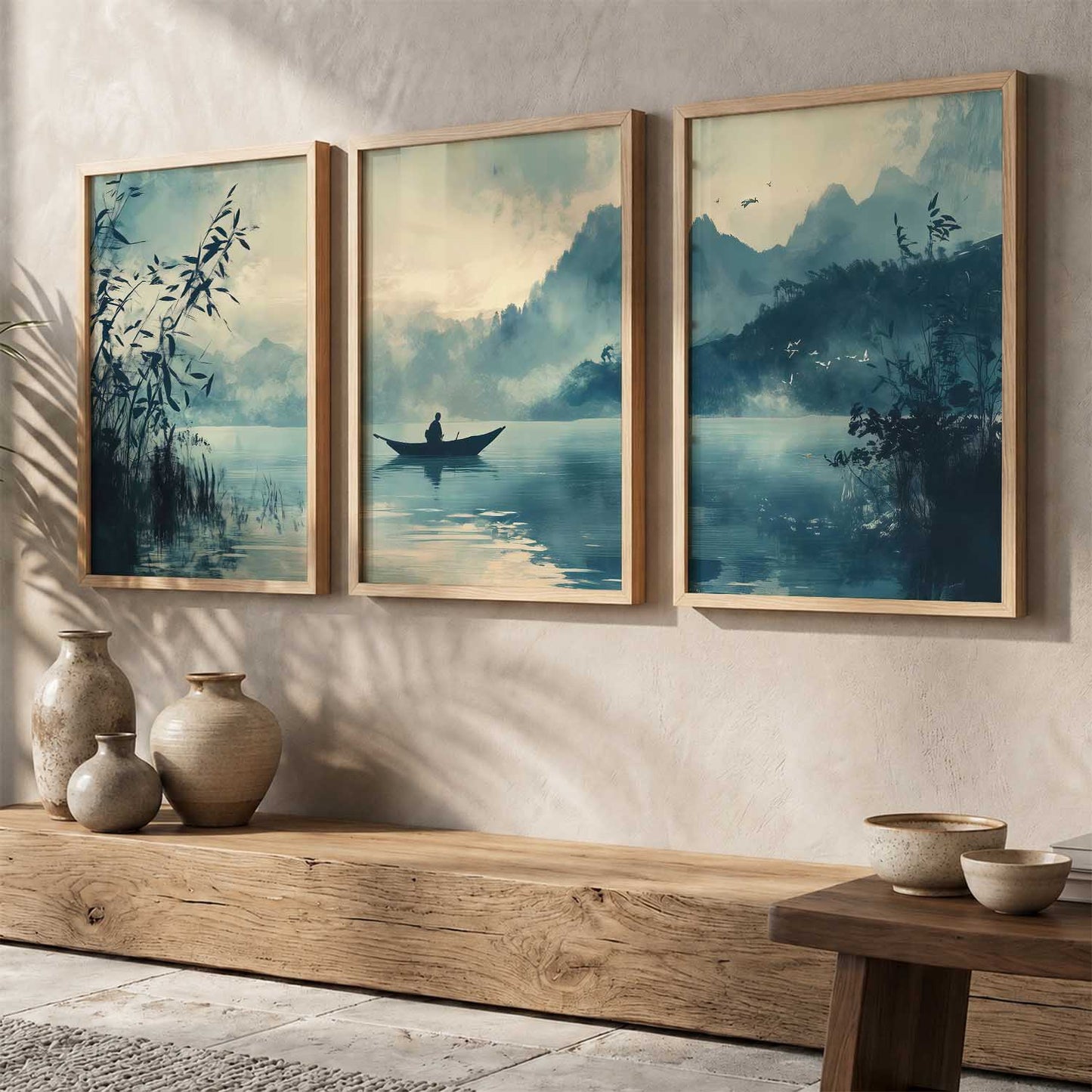 Big Aesthetic Nature Art Wall Framed Posters | Japanese Nature View Framed Poster for Living Room Bedroom Wall Decor