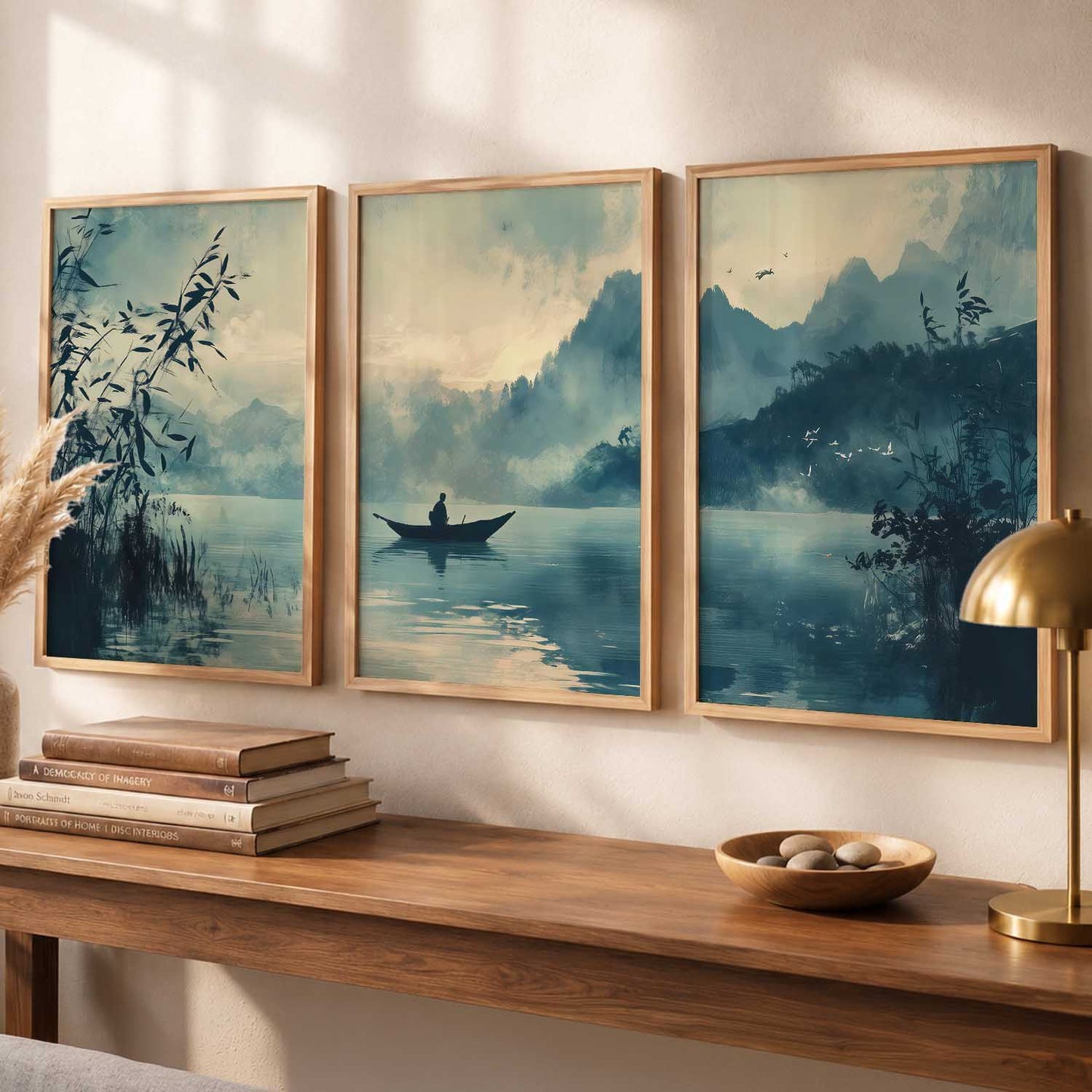 Big Aesthetic Nature Art Wall Framed Posters | Japanese Nature View Framed Poster for Living Room Bedroom Wall Decor