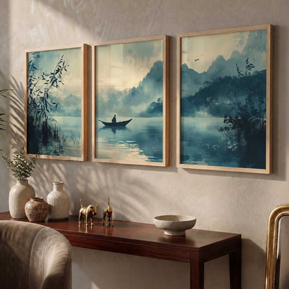 Big Aesthetic Nature Art Wall Framed Posters | Japanese Nature View Framed Poster for Living Room Bedroom Wall Decor