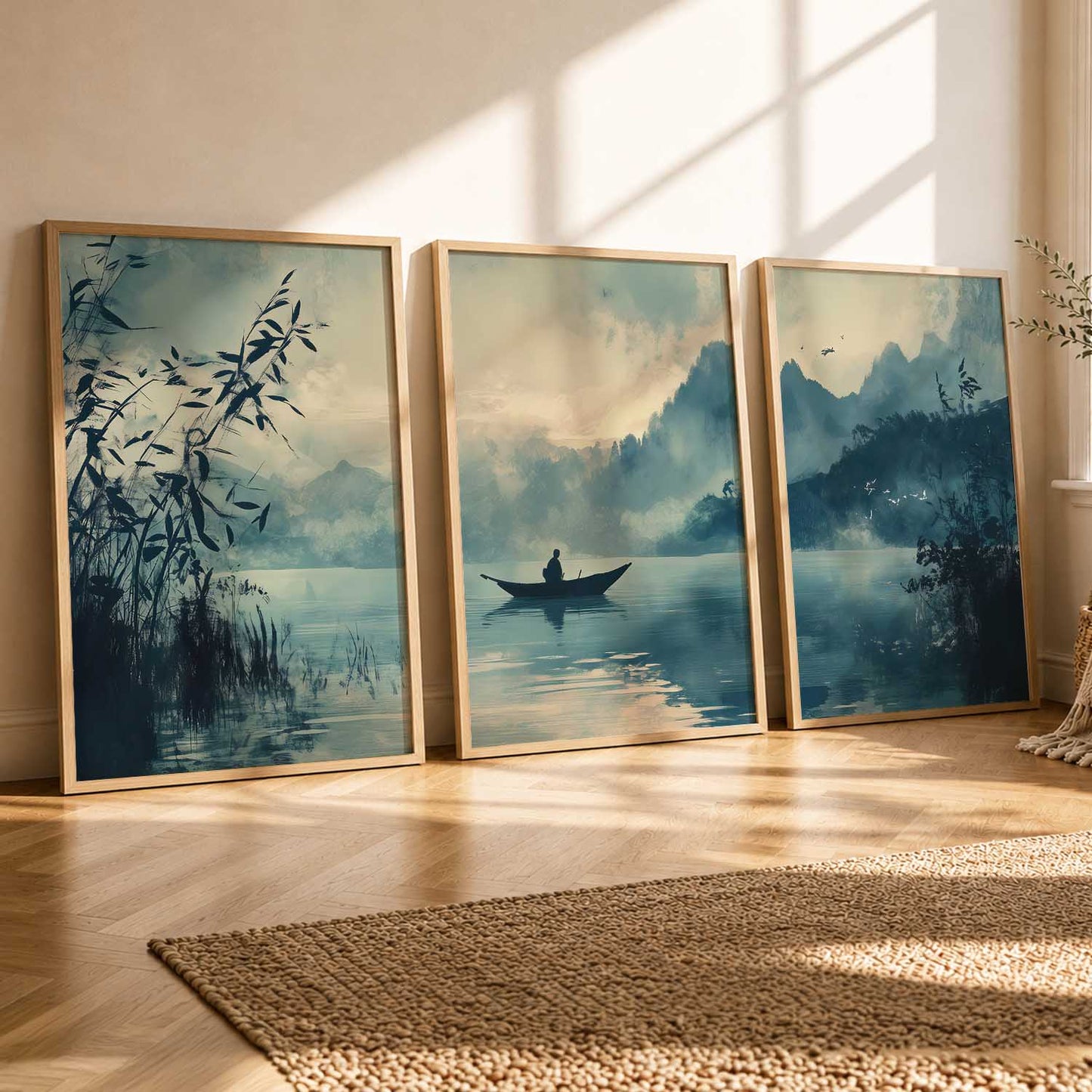 Big Aesthetic Nature Art Wall Framed Posters | Japanese Nature View Framed Poster for Living Room Bedroom Wall Decor